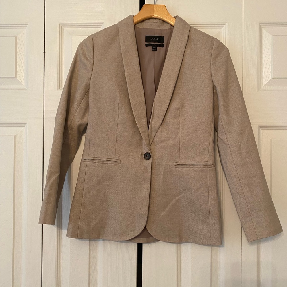 J. Crew Taupe Shawl Collar Single-Button Blazer